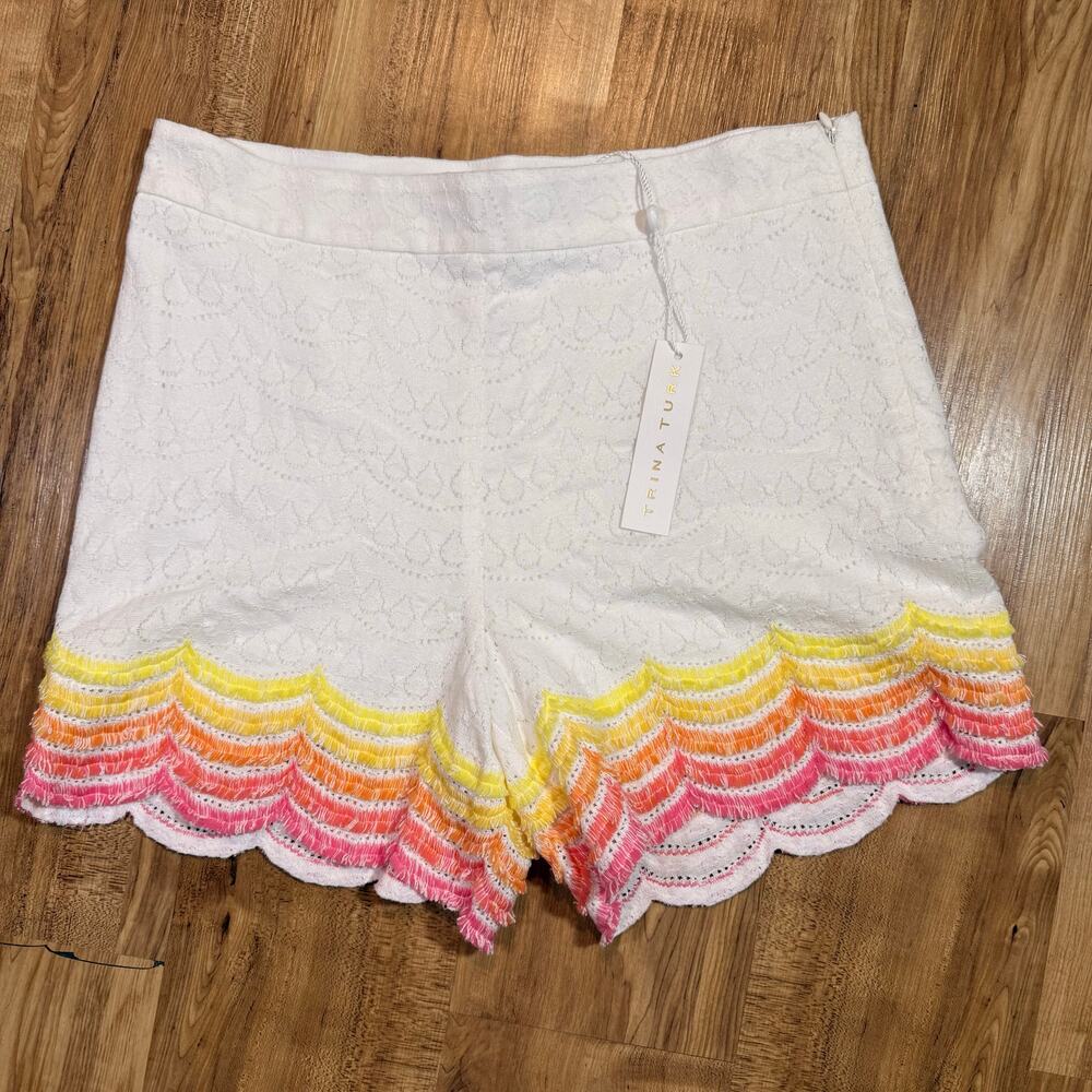 Trina Turk Ferndale NWT Boho Colorful Fringe Summer Beach Shorts Size 0 - Picture 2 of 7